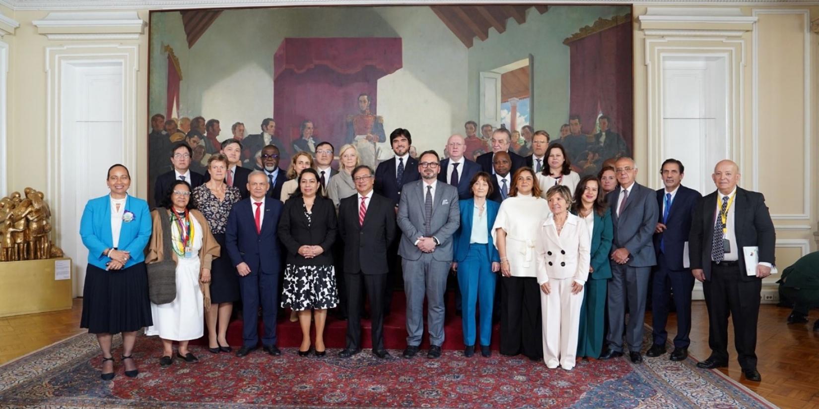 Meeting between members of the UN Security Council and Colombian President Gustavo Petro at the Casa de Narino on 8 February 2024 in Bogotá.