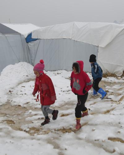 Winter can be harsh in a camp for internally displaced people in the town of Selkin in northwestern Syria. © OCHA/Ali Haj Suleiman
