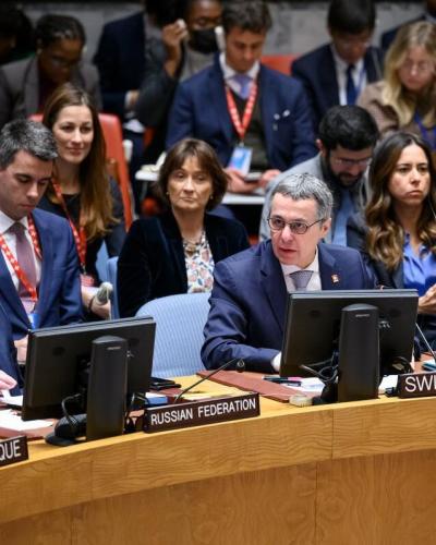 Ignazio Cassis calls for respect of Geneva Conventions and withdrawal of Russian forces from Ukraine Photo ©UN